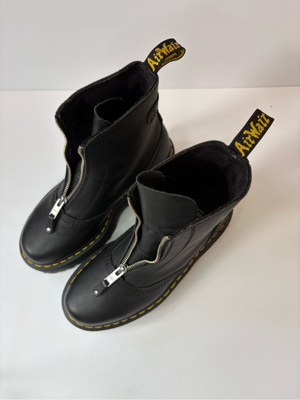 Dr. Martens Jetta Black Sendal Leather Zip Front Platform Boots Women 7 Grunge - Picture 2 of 8